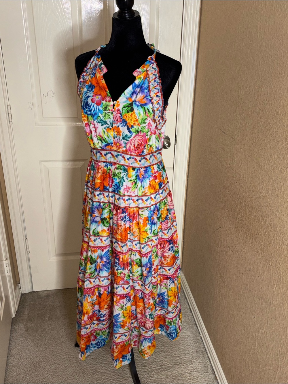 Miriam Voile Dress Ivory by Hale Bob Size Medium - Picture 3 of 10